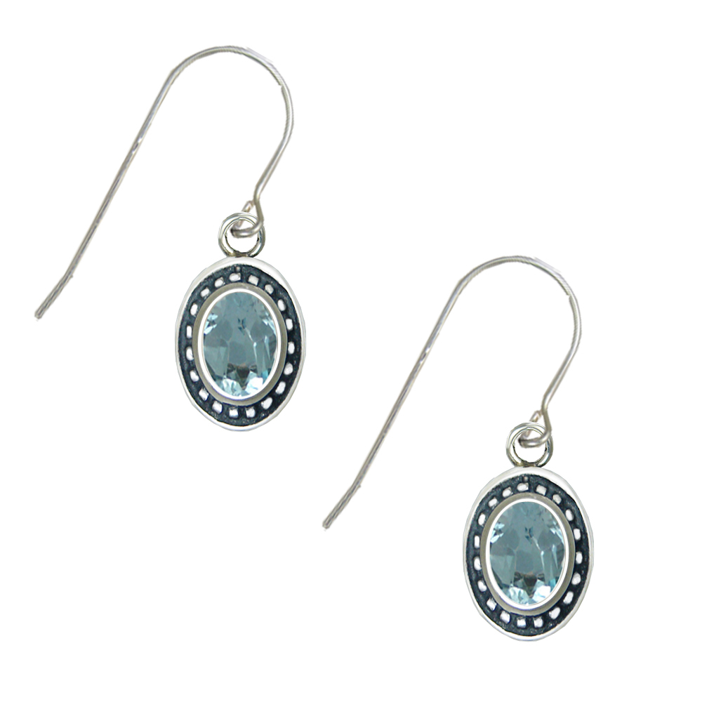 Sterling Silver Petite Blue Topaz Gemstone Drop Dangle Earrings